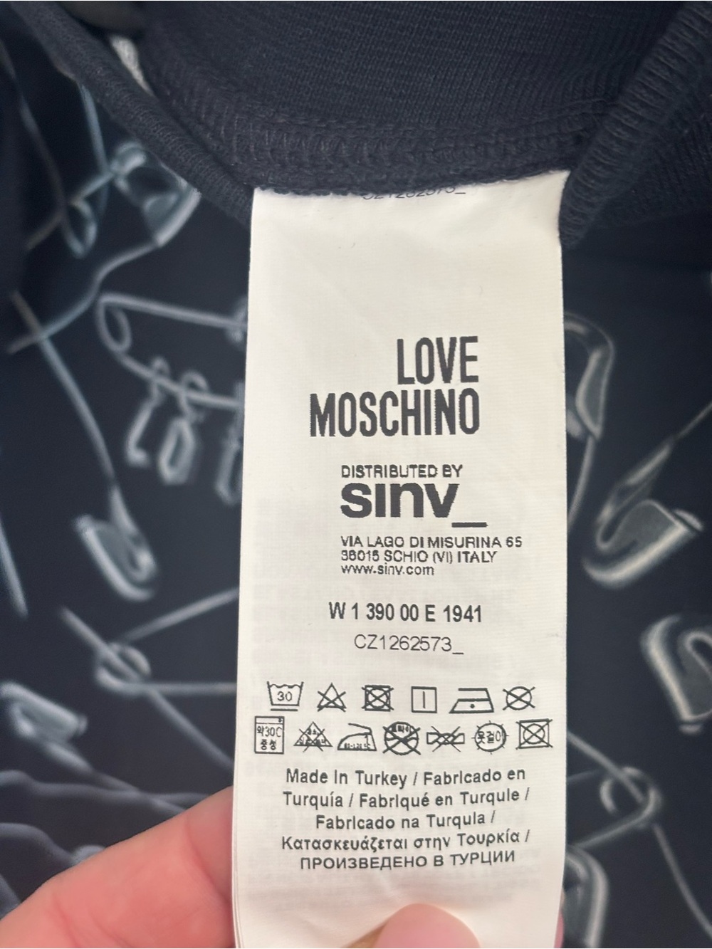 Love Moschino Black Mini Cotton Skirt With White Safety Pin Print View 5